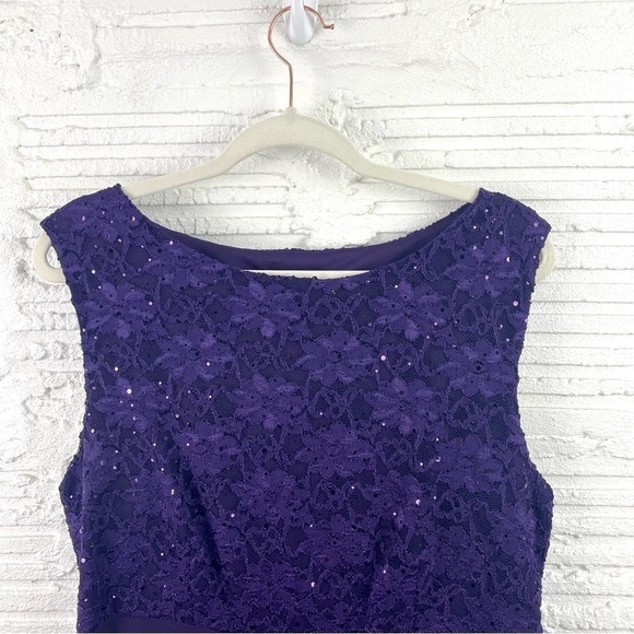 cb established 1962 Violet Sleeveless Sheath Cocktail Dress Sequin Lace Size 16 - Picture 2 of 14